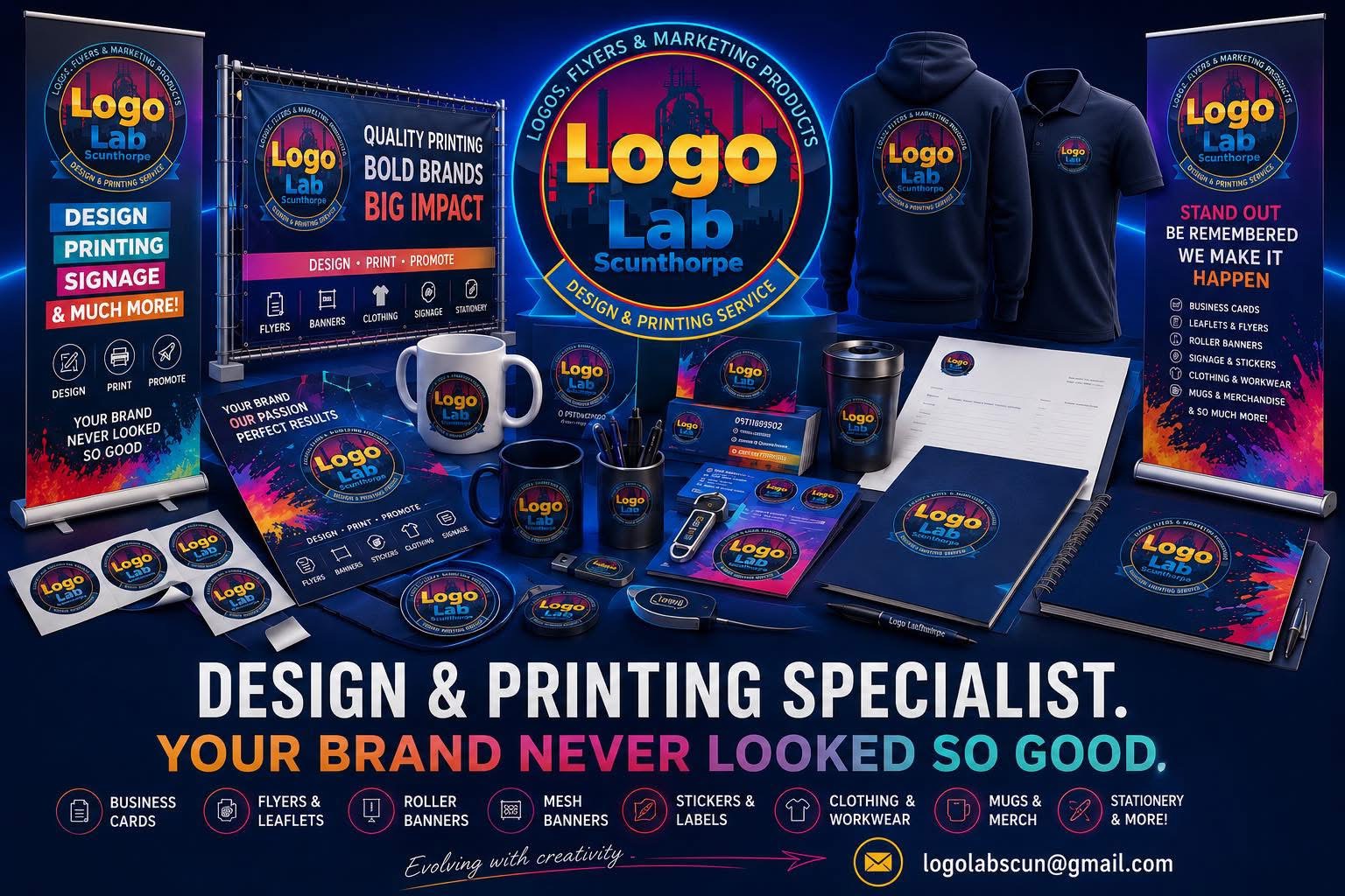 Logo Lab Scunthorpe — Design & Printing Specialist. Your brand never looked so good.